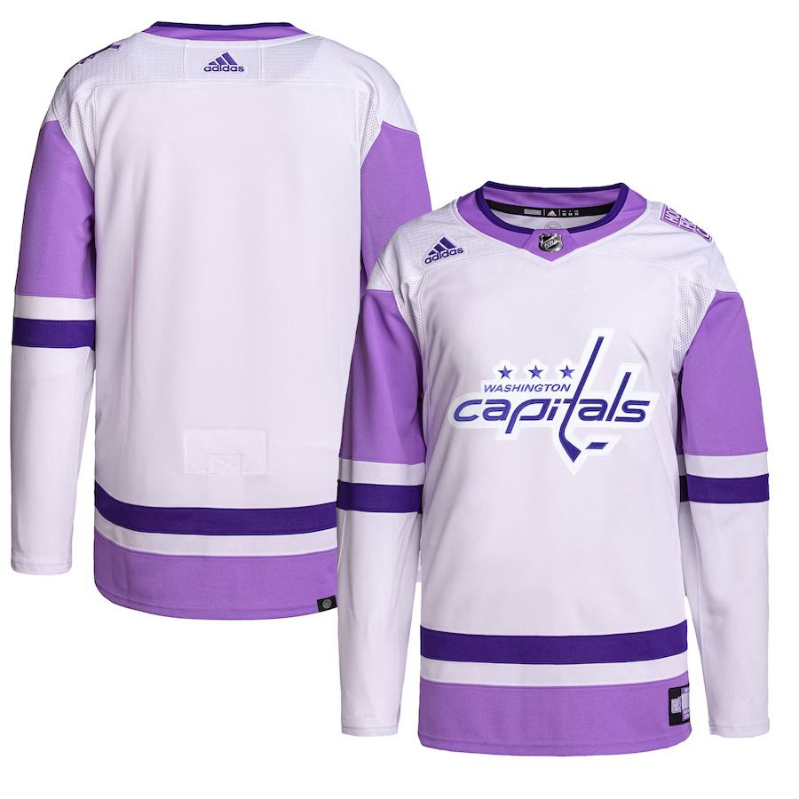 Men Washington Capitals adidas White Purple Hockey Fights Cancer Primegreen Authentic Blank Practice NHL Jersey->women nhl jersey->Women Jersey